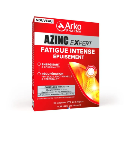 Arkopharma – Azinc Expert Fatigue Intense Épuisement, 30 comprimés