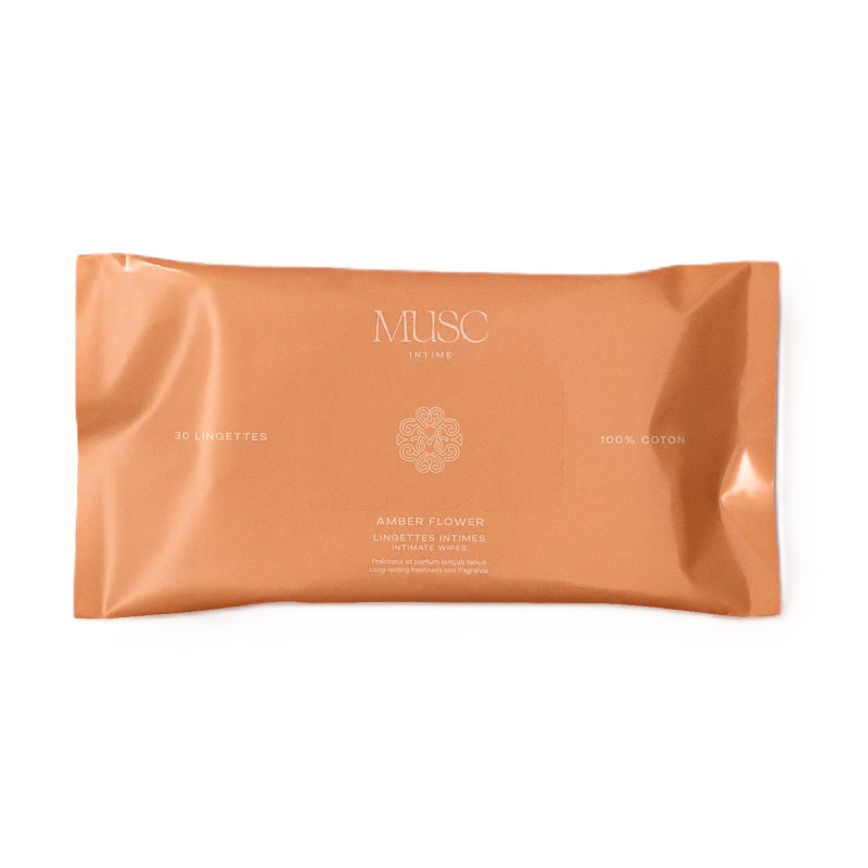 Musc Intime – Lingettes intimes parfumées Amber Flower, 30 lingettes