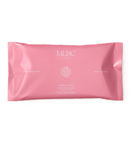Musc Intime – Lingettes intimes parfumées Sweet Litchi, 30 lingettes