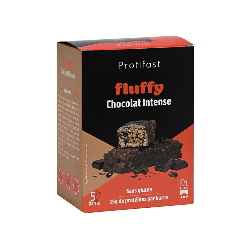 Protifast – Barre Fluffy arôme chocolat intense, 5 barres de 44 g Protifast – Barre Fluffy arôme chocolat intense, 5 barres de 44 g