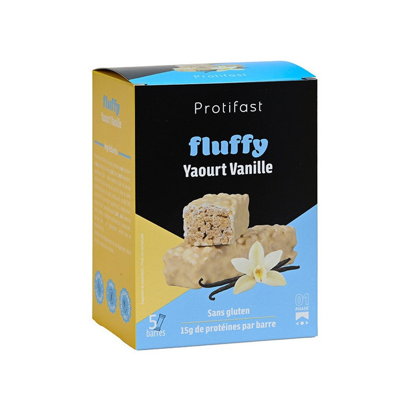 Protifast – Barre Fluffy arôme yaourt vanille, 5 barres de 44 g Protifast – Barre Fluffy arôme yaourt vanille, 5 barres de 44 g