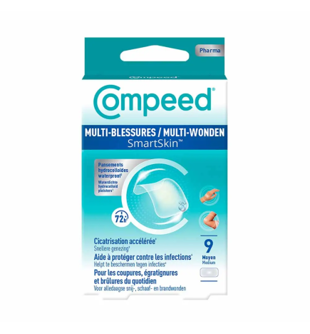 Compeed – Pansements Multi-Blessures SmartSkin Format Moyen, x9
