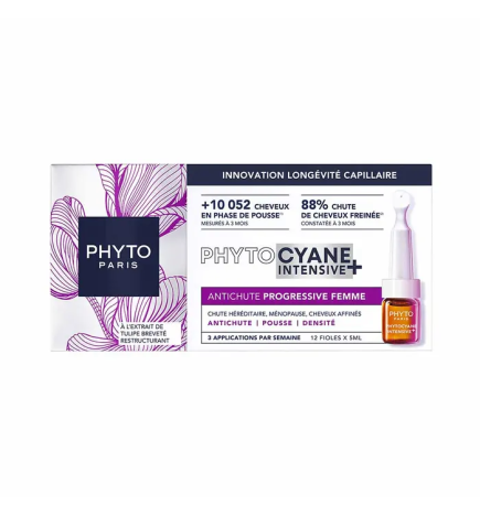 Phyto Paris – Phytocyne Phytocyane Intensive+ Antichute Progressive Femme, 12 fioles
