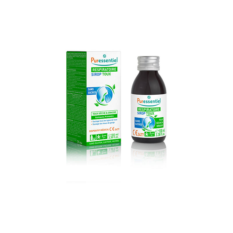 Puressentiel – Sirop Toux Sans Sucres Respiratoire, 100 ml Puressentiel – Sirop Toux Sans Sucres Respiratoire, 100 ml