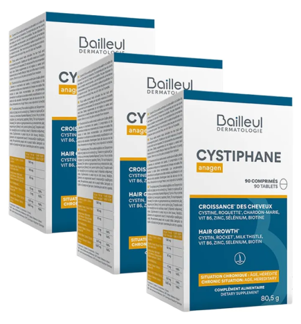 Bailleul Dermatologie – Cystiphane Anagen, 3 boîtes de 90 comprimés