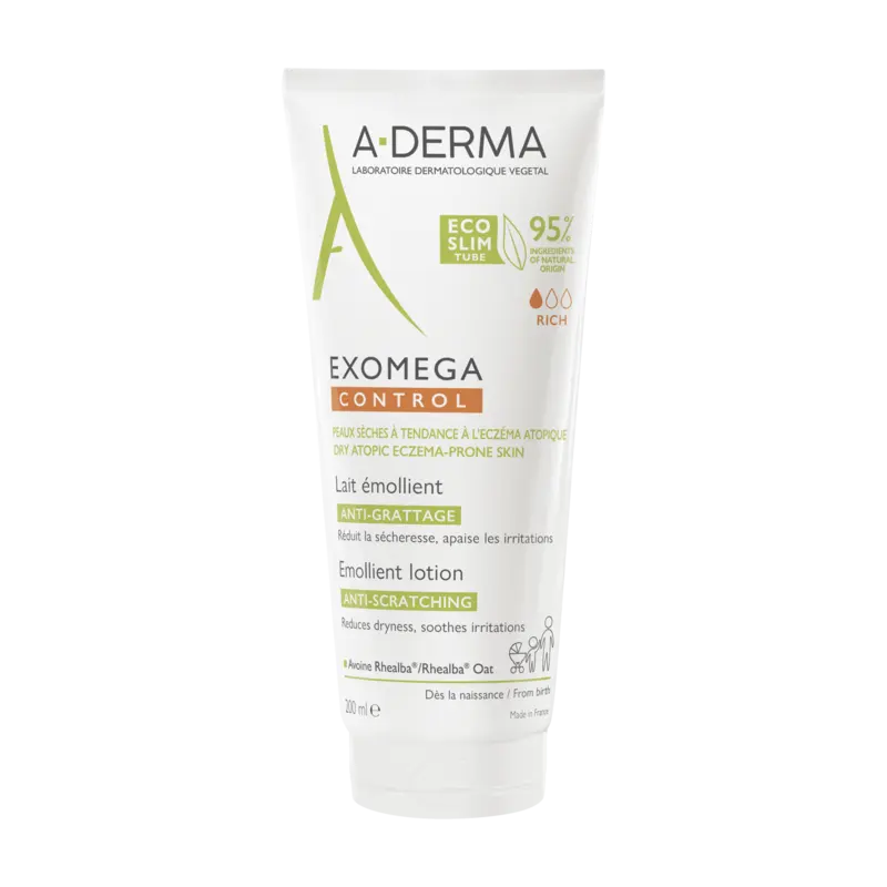 A-Derma – Exomega Control Lait Emollient Anti-Grattage, 200 ml A-Derma – Exomega Control Lait Emollient Anti-Grattage, 200 ml