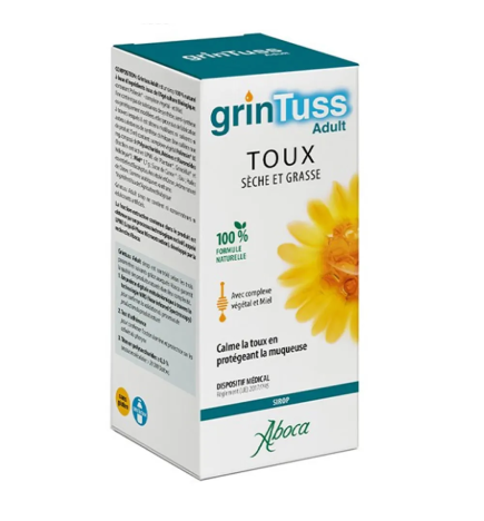 Aboca – GrinTuss Adult Sirop toux sèche et grasse, 180 g