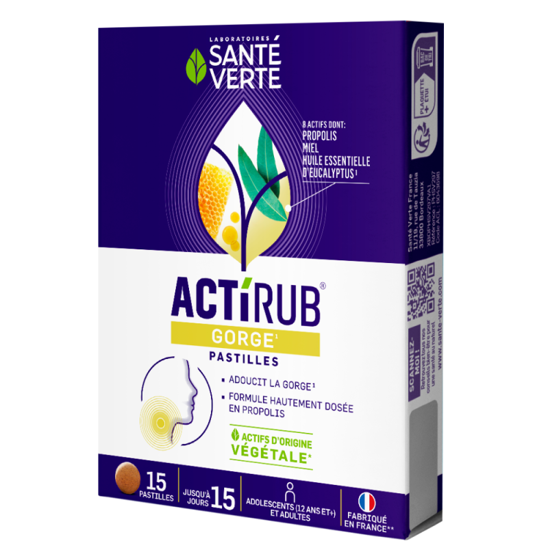 Santé Verte – Actirub Gorge Pastilles, 15 pastilles