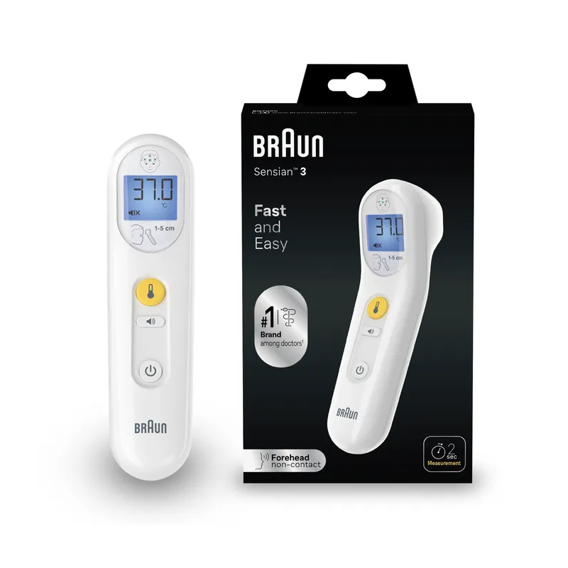 Braun – Sensian 3 Thermomètre frontal sans contact, 1 unité Braun – Sensian 3 Thermomètre frontal sans contact, 1 unité