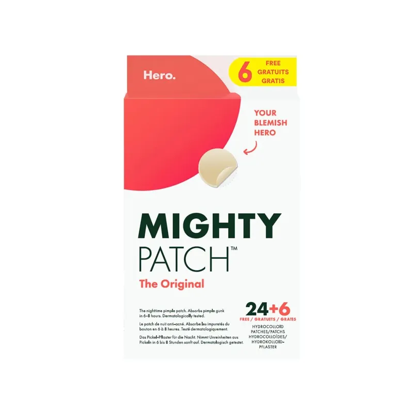 Hero – Mighty Patch de nuit anti-acné The Original, 24 patchs + 6 offerts