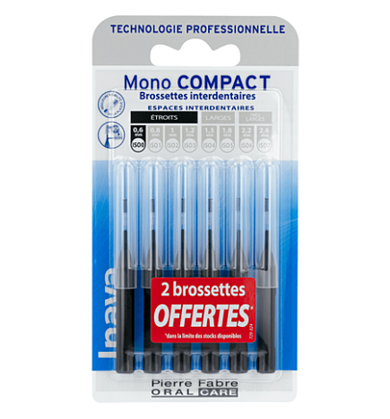 Inava – Brossettes interdentaires Mono Compact étroit 0,6 mm, 4 + 2 offertes