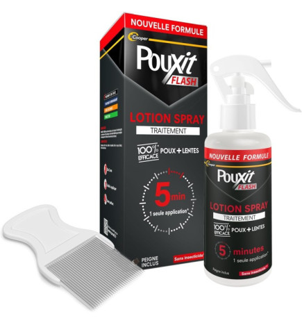Pouxit – Flash Lotion Spray Anti-poux et Lentes, 150 ml