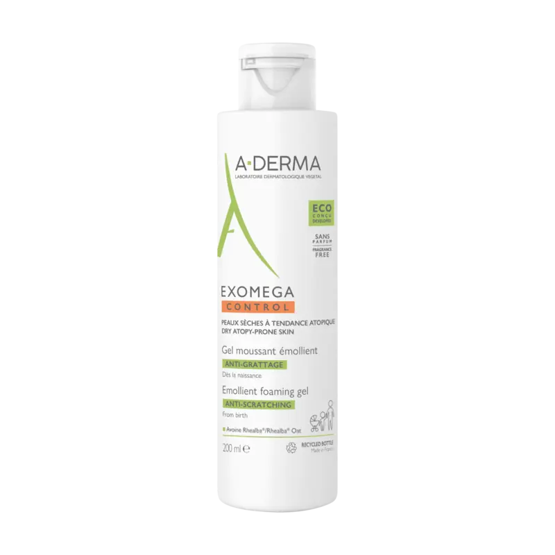 A-Derma – Exomega Control Gel Moussant Émollient Anti-Grattage, 200 ml A-Derma – Exomega Control Gel Moussant Émollient Anti-Grattage, 200 ml