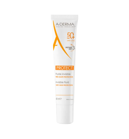 A-Derma – Protect Fluide solaire visage invisible SPF50+, 40 ml