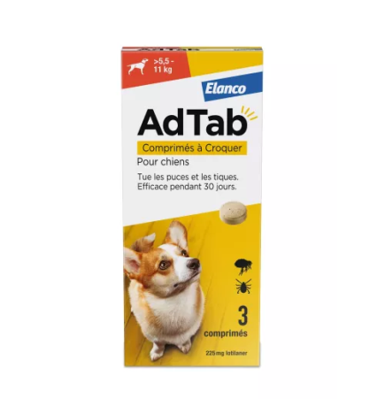 Elanco – AdTab 225 mg Chien 5,5–11 kg, 3 comprimés