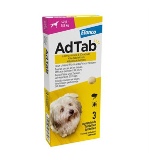 Adtab – 112 mg Chien 2,5–5,5 kg, 3 Comprimés