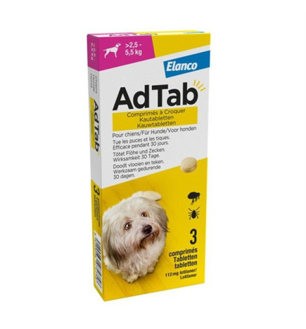 Adtab – 112 mg Chien 2,5–5,5 kg, 3 Comprimés