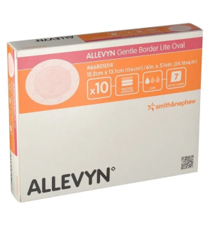Allevyn – Gentle Border Lite ovale, pansement hydrocellulaire 13,1x15,2cm, 10 unités