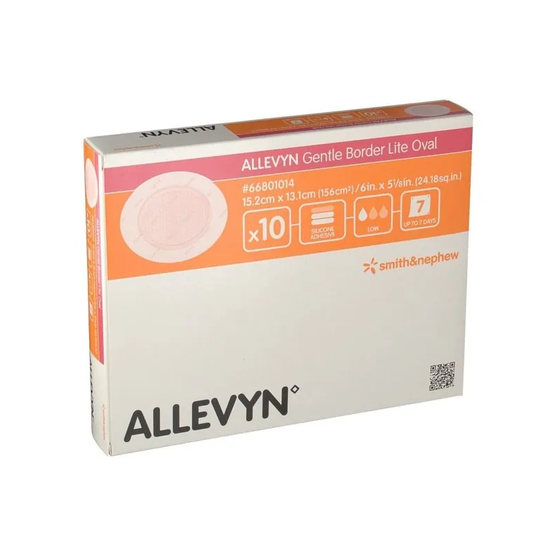 Allevyn – Gentle Border Lite ovale, pansement hydrocellulaire 13,1x15,2cm, 10 unités Allevyn – Gentle Border Lite ovale, pansement hydrocellulaire 13,1x15,2cm, 10 unités