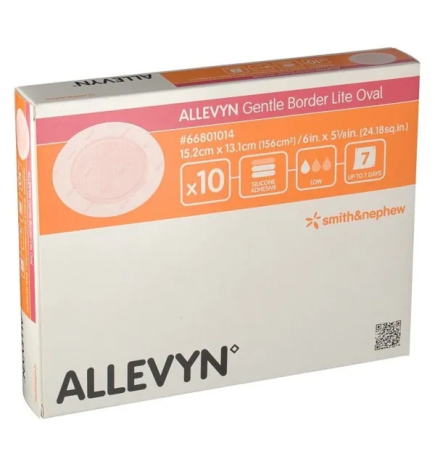 Allevyn – Gentle Border Lite ovale, pansement hydrocellulaire 13,1x15,2cm, 10 unités