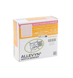 Allevyn – Gentle border pansements hydrocellulaire siliconé, 12.5x12.5cm, 16 unités