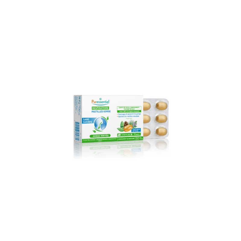 Puressentiel – Respiratoire Pastilles gorge sans sucres, 18 pastilles Puressentiel – Respiratoire Pastilles gorge sans sucres, 18 pastilles