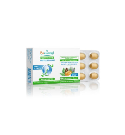 Puressentiel – Respiratoire Pastilles gorge sans sucres, 18 pastilles