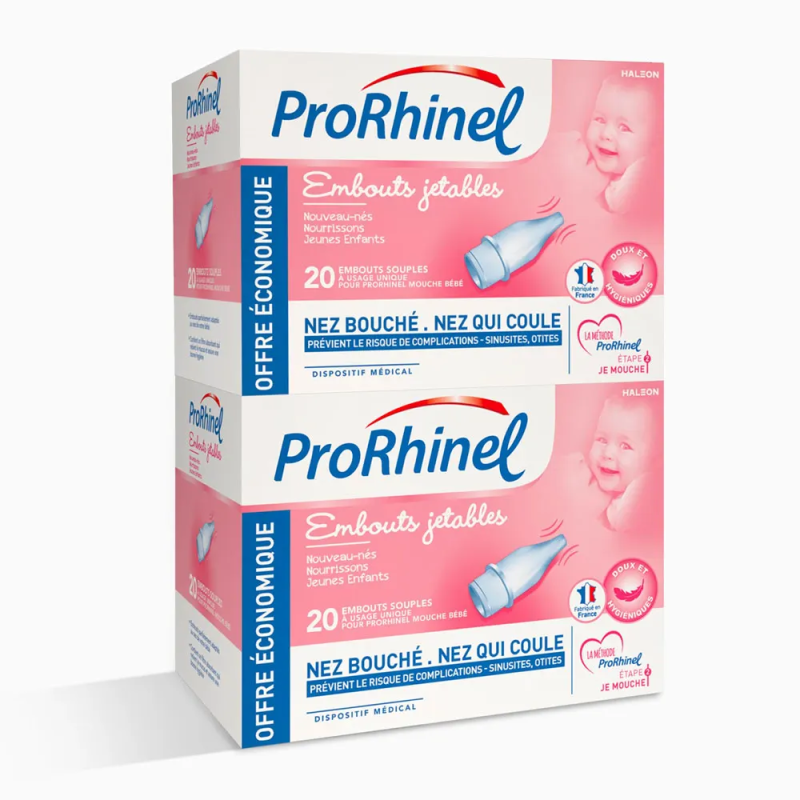 Prorhinel – Embouts nasaux souples jetables, 2 x 20 unités Prorhinel – Embouts nasaux souples jetables, 2 x 20 unités