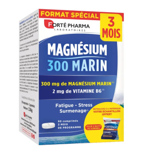 Forte Pharma – Magnésium 300 Marin format spécial 3 mois, 90 comprimés