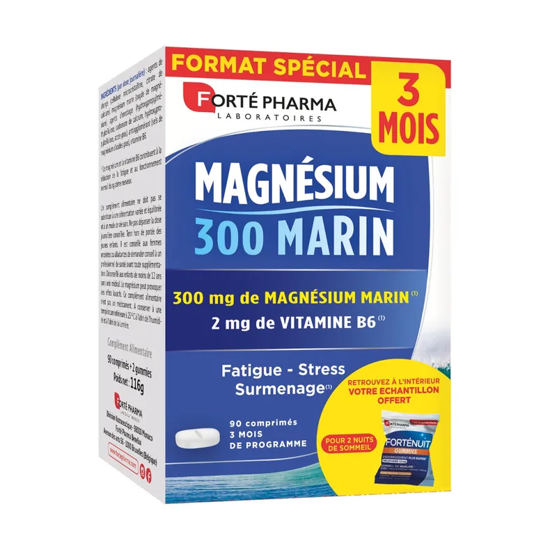 Forte Pharma – Magnésium 300 Marin format spécial 3 mois, 90 comprimés Forte Pharma – Magnésium 300 Marin format spécial 3 mois, 90 comprimés