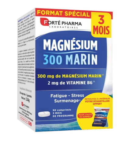 Forte Pharma – Magnésium 300 Marin format spécial 3 mois, 90 comprimés