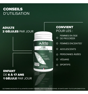Arkopharma – Arkogélules Fer Liposomal, 60 gélules