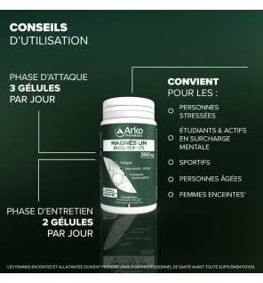 Arkopharma – Arkogélules Magnésium Bisglycinate, 60 gélules