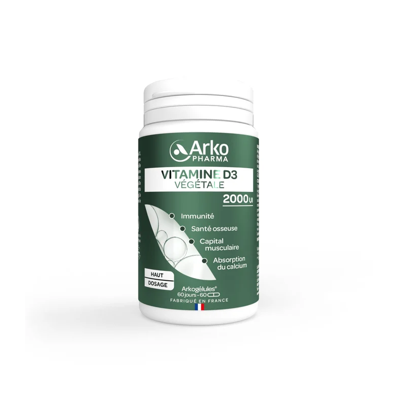 Arkopharma – Arkogélules Vitamine D3 Végétale, 60 gélules Arkopharma – Arkogélules Vitamine D3 Végétale, 60 gélules