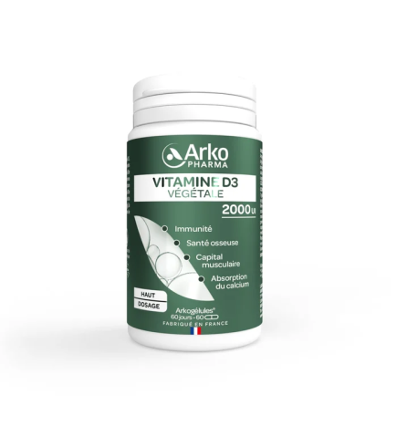 Arkopharma – Arkogélules Vitamine D3 Végétale, 60 gélules