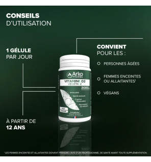 Arkopharma – Arkogélules Vitamine D3 Végétale, 60 gélules