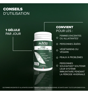 Arkopharma – Arkogélules Zinc Bisglycinate, 60 gélules