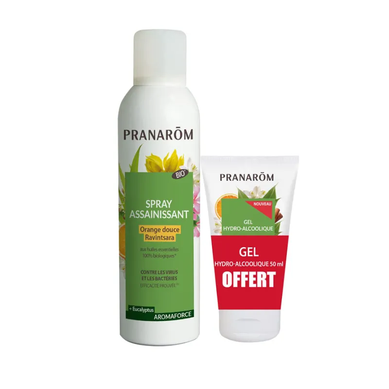 Pranarôm – Spray Assainissant Orange Douce & Ravintsara Bio + Gel Hydro, 150 ml + 50 ml Pranarôm – Spray Assainissant Orange Douce & Ravintsara Bio + Gel Hydro, 150 ml + 50 ml