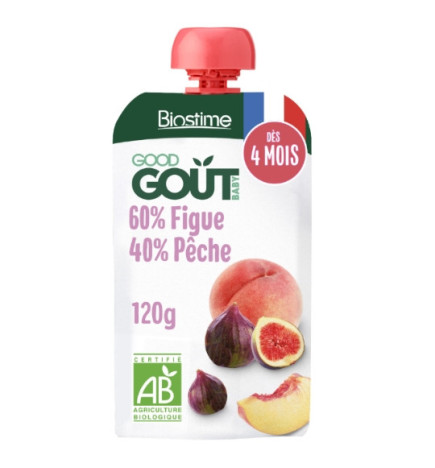 Good Goût – Gourde Purée Figue pêche bio - Dès 4 mois, 120 g