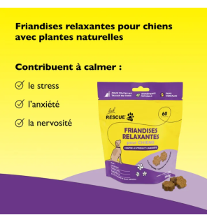Rescue Pets – Friandises relaxantes pour chiens, 60 friandises (160 g)