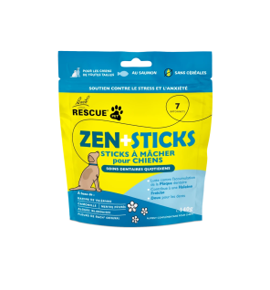 Rescue– Pets Zen+Sticks à mâcher pour chiens au saumon, 7 bâtonnets (140 g)