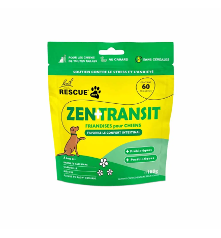 Rescue – Friandises ZEN + TRANSIT pour chiens, 60 friandises (180 g)