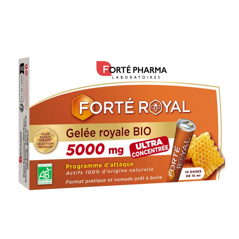 Forté Pharma – Forté Royal Gelée Royale Bio 5000 mg, 10 doses de 15 ml