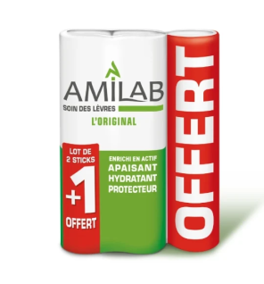 Amilab – Stick Lèvres Apaisant Hydratant Protecteur, 3 × 4,7 g