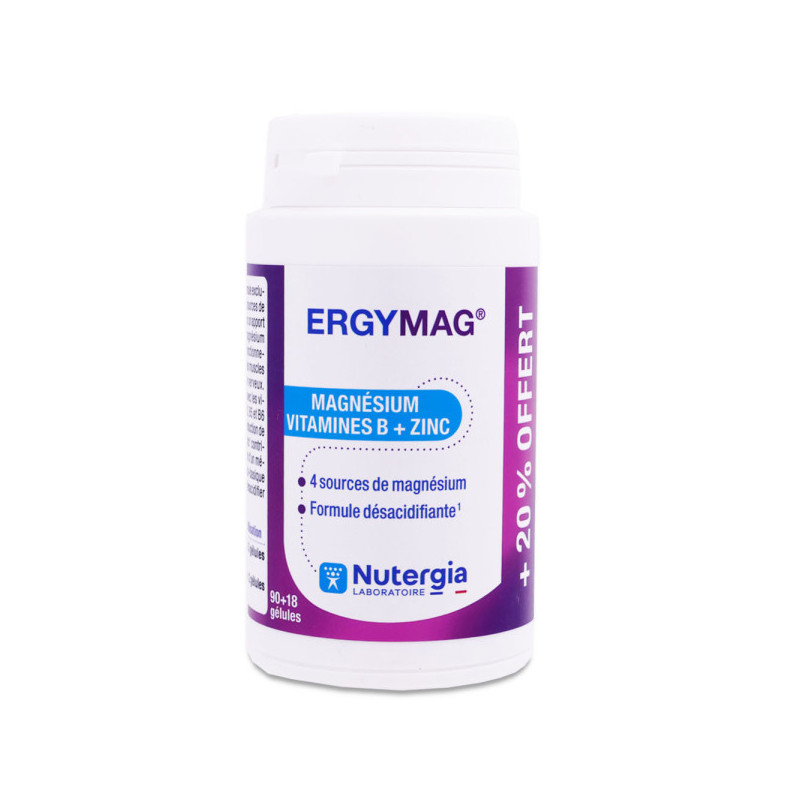 Nutergia – ErgyMag Magnésium, vitamines B et zinc, 90 + 18 gélules offertes Nutergia – ErgyMag Magnésium, vitamines B et zinc, 90 + 18 gélules offertes
