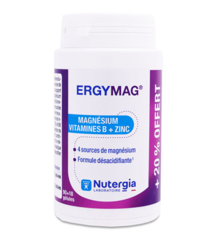 Nutergia – ErgyMag Magnésium, vitamines B et zinc, 90 + 18 gélules offertes