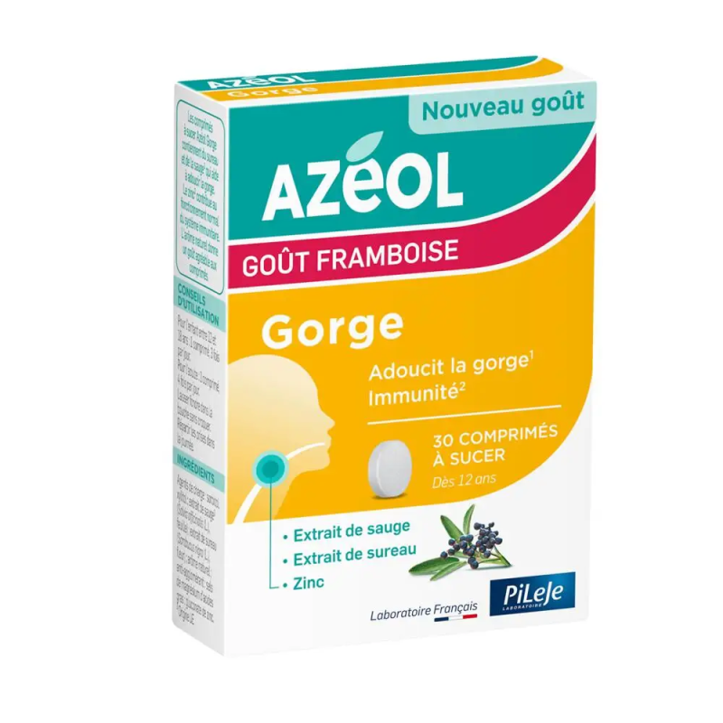 PiLeJe – Azéol Gorge arôme framboise, 30 comprimés PiLeJe – Azéol Gorge arôme framboise, 30 comprimés