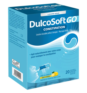 Sanofi - DulcoSoft Go Constipation solution buvable goût citron, 20 sachets de 20 ml