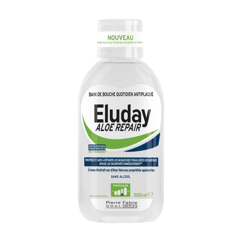 Eluday – Aloe Repair bain de bouche quotidien antiplaque, 500 ml