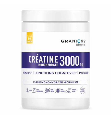 Granions – Créatine 3000 Monohydrate, poudre goût neutre, 300 g